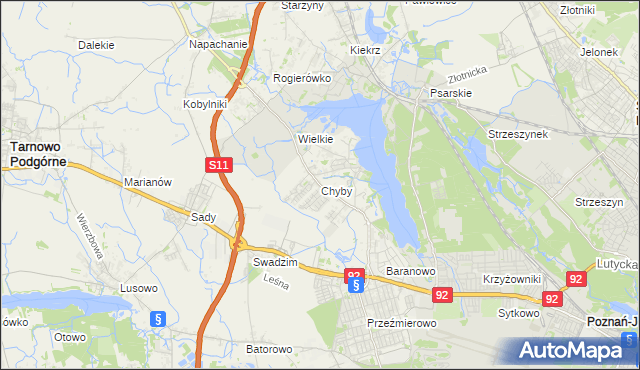 mapa Chyby gmina Tarnowo Podgórne, Chyby gmina Tarnowo Podgórne na mapie Targeo