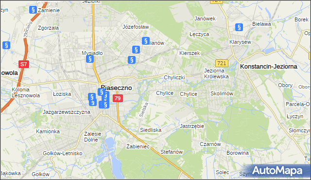 mapa Chylice gmina Piaseczno, Chylice gmina Piaseczno na mapie Targeo