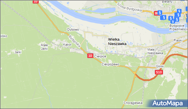 mapa Cierpice gmina Wielka Nieszawka, Cierpice gmina Wielka Nieszawka na mapie Targeo