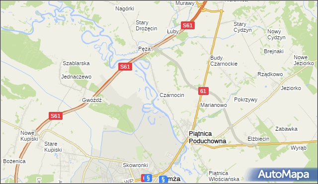 mapa Czarnocin gmina Piątnica, Czarnocin gmina Piątnica na mapie Targeo
