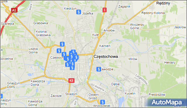 mapa Częstochowy, Częstochowa na mapie Targeo