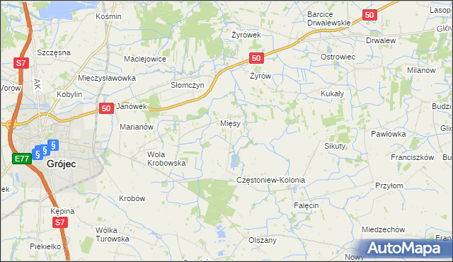 mapa Częstoniew, Częstoniew na mapie Targeo
