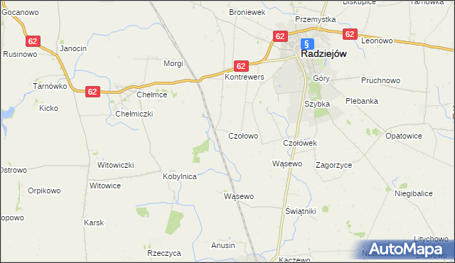 mapa Czołowo gmina Radziejów, Czołowo gmina Radziejów na mapie Targeo