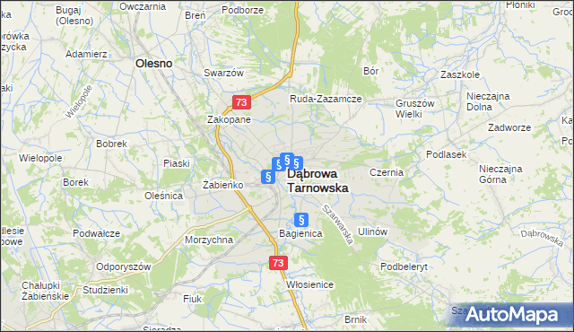 mapa Dąbrowa Tarnowska, Dąbrowa Tarnowska na mapie Targeo