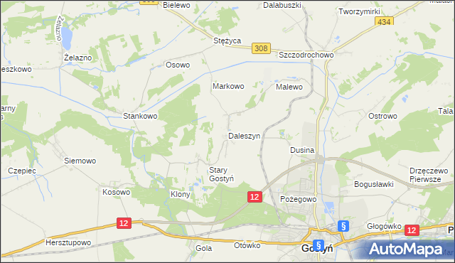 mapa Daleszyn, Daleszyn na mapie Targeo