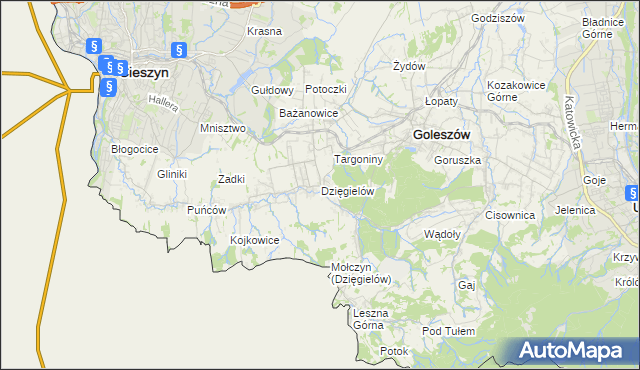 mapa Dzięgielów, Dzięgielów na mapie Targeo