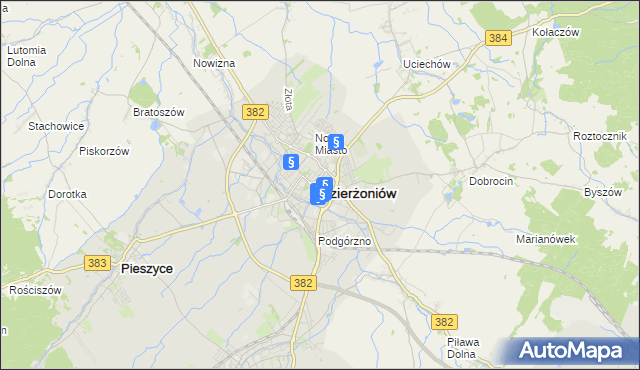 mapa Dzierżoniów, Dzierżoniów na mapie Targeo