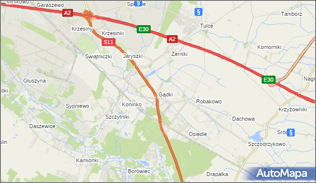 mapa Gądki, Gądki na mapie Targeo