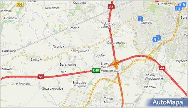 mapa Gądów, Gądów na mapie Targeo