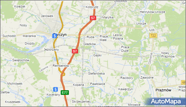 mapa Gąski gmina Tarczyn, Gąski gmina Tarczyn na mapie Targeo