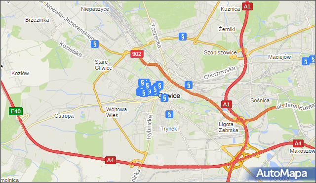 mapa Gliwic, Gliwice na mapie Targeo