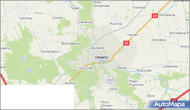 mapa Głowno, Głowno na mapie Targeo