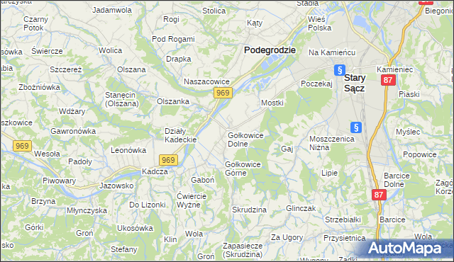 mapa Gołkowice Dolne, Gołkowice Dolne na mapie Targeo