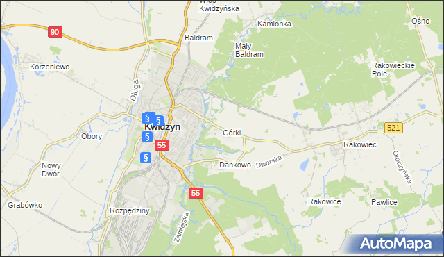 mapa Górki gmina Kwidzyn, Górki gmina Kwidzyn na mapie Targeo