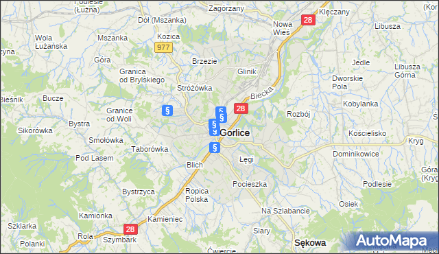 mapa Gorlic, Gorlice na mapie Targeo