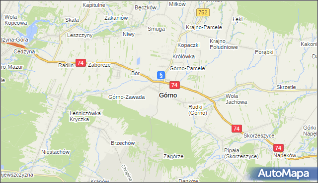 mapa Górno powiat kielecki, Górno powiat kielecki na mapie Targeo