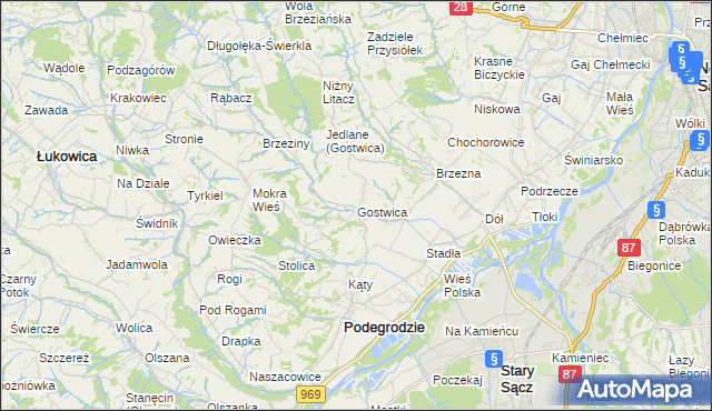 mapa Gostwica, Gostwica na mapie Targeo