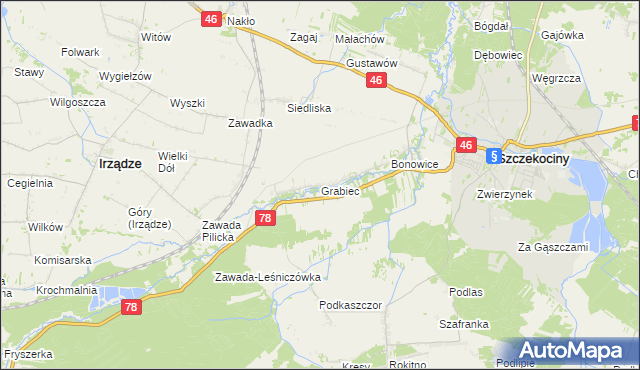 mapa Grabiec, Grabiec na mapie Targeo