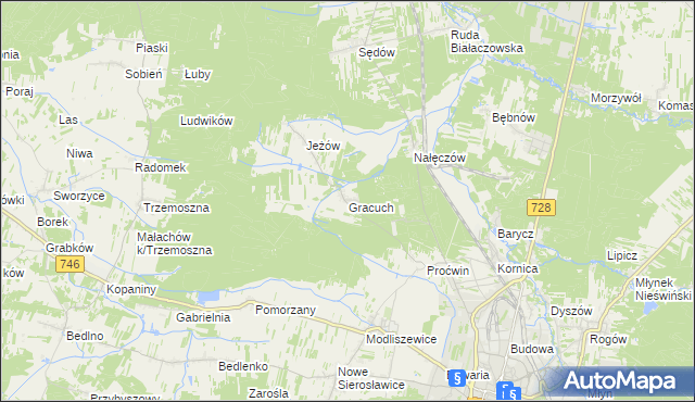 mapa Gracuch, Gracuch na mapie Targeo