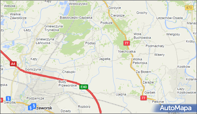 mapa Jagiełła gmina Tryńcza, Jagiełła gmina Tryńcza na mapie Targeo