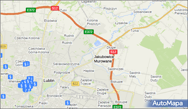 mapa Jakubowice Murowane, Jakubowice Murowane na mapie Targeo