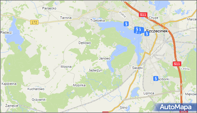 mapa Janowo gmina Szczecinek, Janowo gmina Szczecinek na mapie Targeo