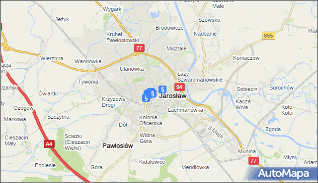 mapa Jarosławia, Jarosław na mapie Targeo