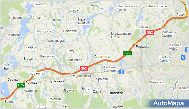 mapa Jasienica powiat bielski, Jasienica powiat bielski na mapie Targeo