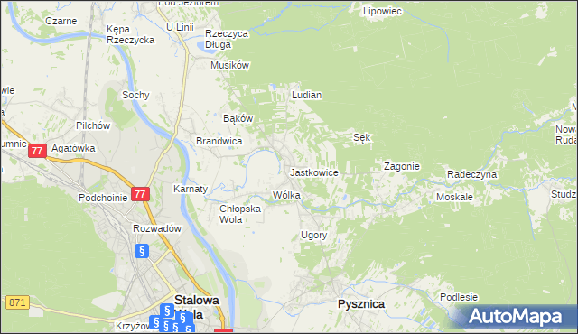 mapa Jastkowice, Jastkowice na mapie Targeo