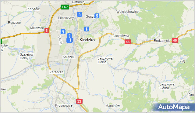 mapa Jaszkowa Dolna, Jaszkowa Dolna na mapie Targeo