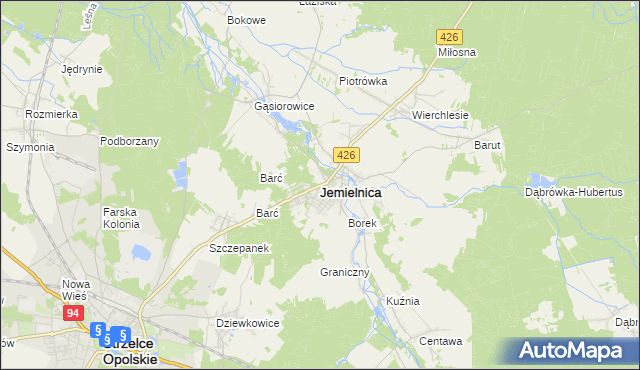 mapa Jemielnica, Jemielnica na mapie Targeo