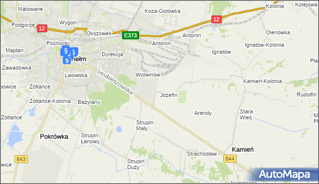 mapa Józefin gmina Kamień, Józefin gmina Kamień na mapie Targeo