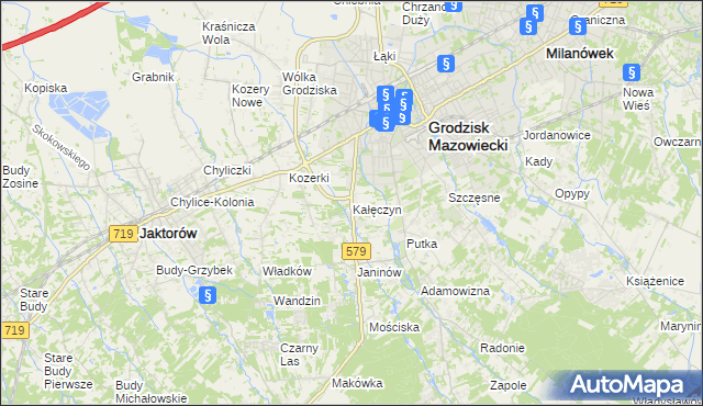 mapa Kałęczyn gmina Grodzisk Mazowiecki, Kałęczyn gmina Grodzisk Mazowiecki na mapie Targeo