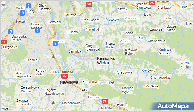 mapa Kamionka Wielka, Kamionka Wielka na mapie Targeo