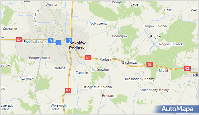mapa Karlusin, Karlusin na mapie Targeo