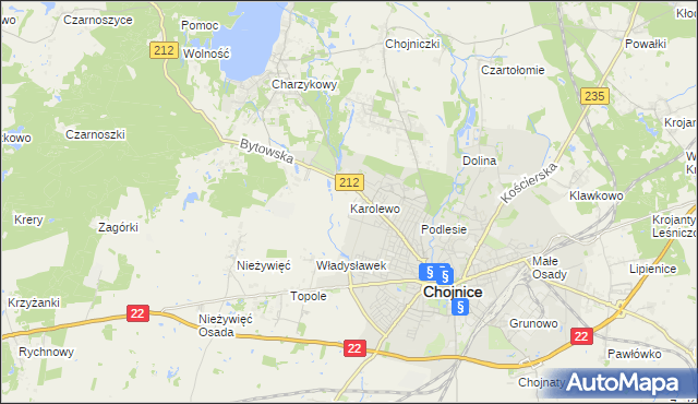 mapa Karolewo gmina Chojnice, Karolewo gmina Chojnice na mapie Targeo