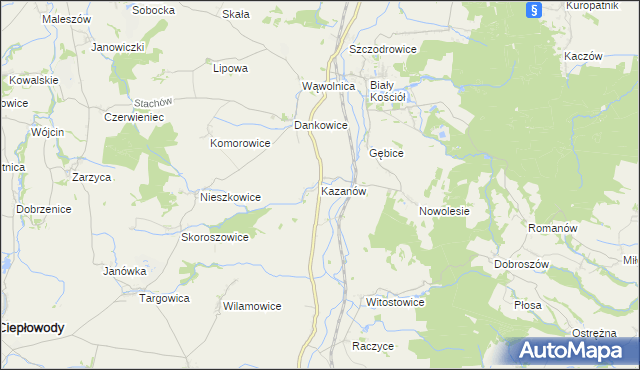 mapa Kazanów gmina Strzelin, Kazanów gmina Strzelin na mapie Targeo