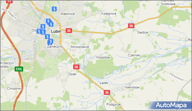 mapa Kłopotów gmina Lubin, Kłopotów gmina Lubin na mapie Targeo