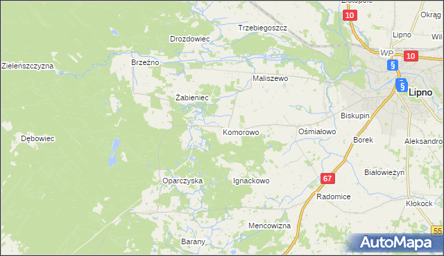mapa Komorowo gmina Lipno, Komorowo gmina Lipno na mapie Targeo