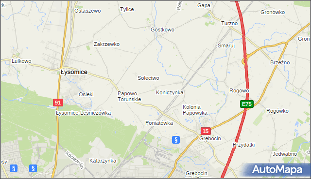 mapa Koniczynka, Koniczynka na mapie Targeo