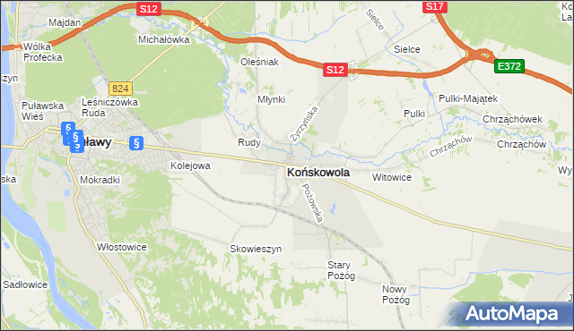 mapa Końskowola, Końskowola na mapie Targeo