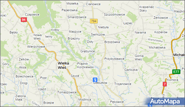 mapa Korzkiew, Korzkiew na mapie Targeo