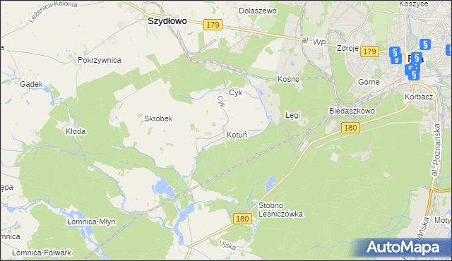 mapa Kotuń gmina Szydłowo, Kotuń gmina Szydłowo na mapie Targeo