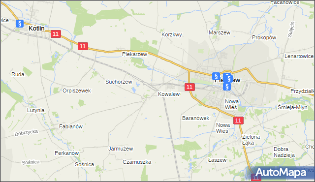 mapa Kowalew gmina Pleszew, Kowalew gmina Pleszew na mapie Targeo