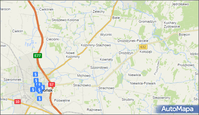 mapa Kownaty gmina Płońsk, Kownaty gmina Płońsk na mapie Targeo