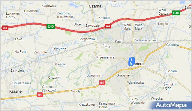 mapa Krzemienica gmina Czarna, Krzemienica gmina Czarna na mapie Targeo