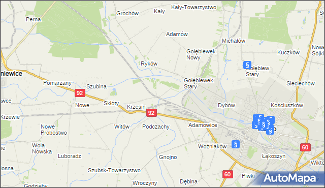 mapa Krzesinówek, Krzesinówek na mapie Targeo