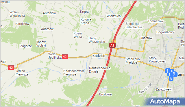 mapa Ładzice, Ładzice na mapie Targeo