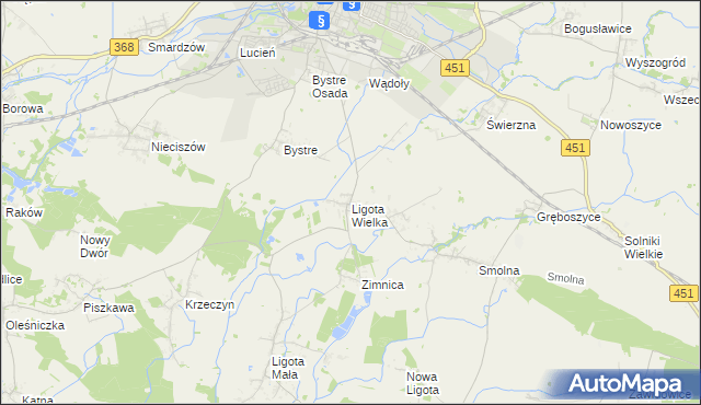 mapa Ligota Wielka gmina Oleśnica, Ligota Wielka gmina Oleśnica na mapie Targeo