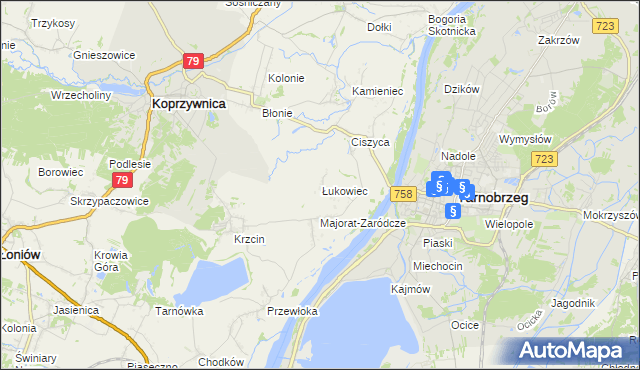 mapa Łukowiec gmina Koprzywnica, Łukowiec gmina Koprzywnica na mapie Targeo